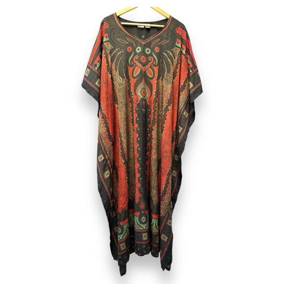 Sante orange peach kaftan muumuu‎ earth mama hippie OS - Picture 1 of 11